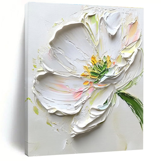 Thick - Textured White Flower Impasto Floral Art for Contemporary Art Gallery & Creative Home Studio STSC1482