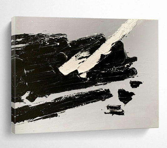 Black - White Stroke Abstract Art for Contemporary Art Gallery Installations DLZ2668
