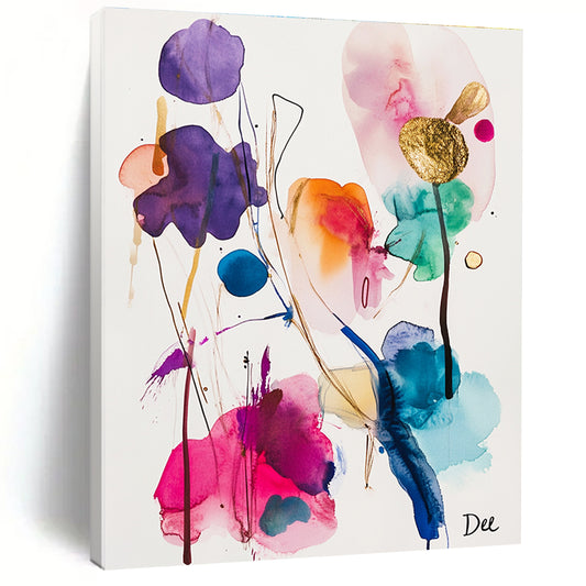 Colorful Floral Watercolor Abstract for Bohemian - Style Bedroom & Creative Studio STSC839