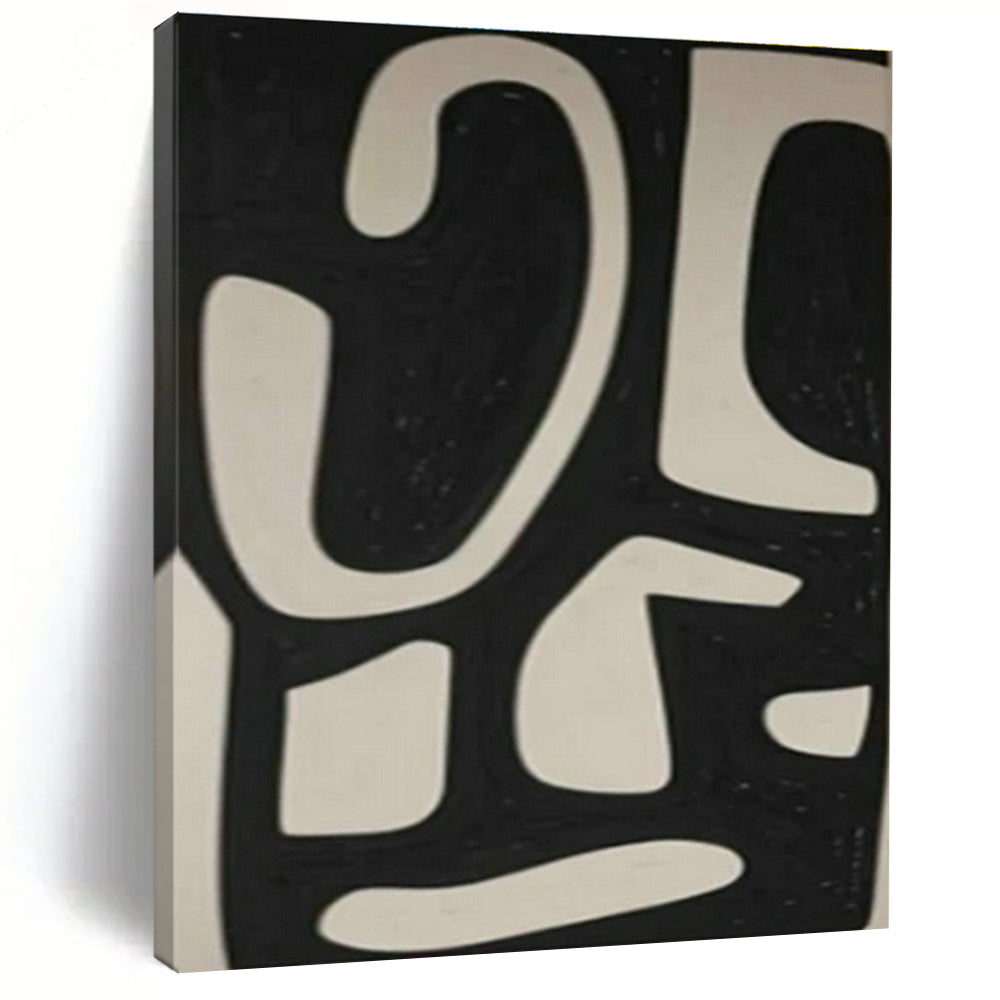 Black and White Symbolic Abstract Art for Art Deco - Style Home & Urban Art Lounge DLZ1978