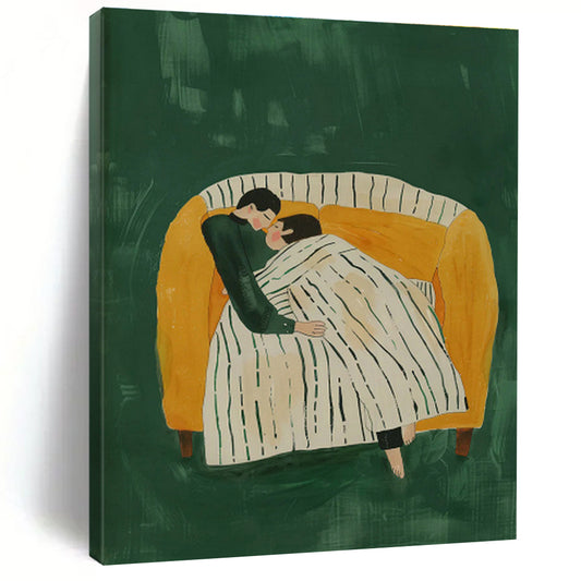 Couple on Sofa Art for Romantic Living Room & Anniversary Gift Space DLZ0706