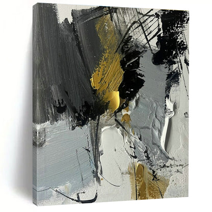 Gray - Black - Gold Abstract Art for Corporate Boardroom & Upscale Home Library DLZ1674