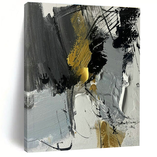 Gray - Black - Gold Abstract Art for Corporate Boardroom & Upscale Home Library DLZ1674
