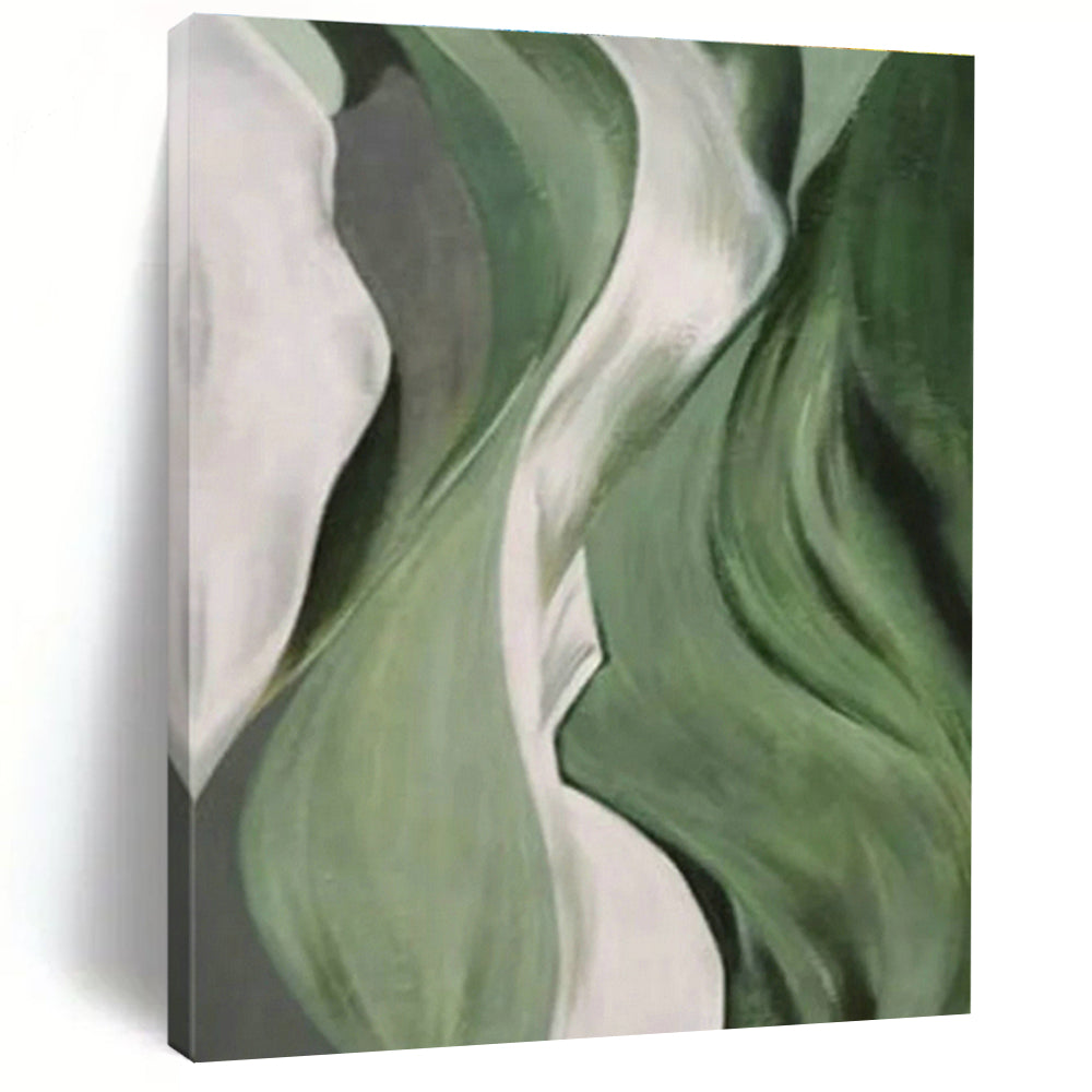 Green Flowing Abstract Art for Yoga Studio & Botanical Garden Café DLZ1061