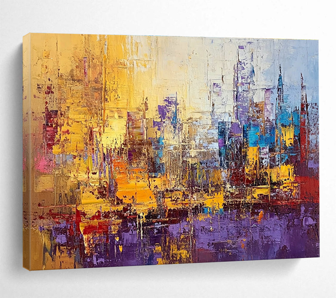 Vibrant Cityscape Abstract Art for Urban Loft & Traveler’s Study SC355