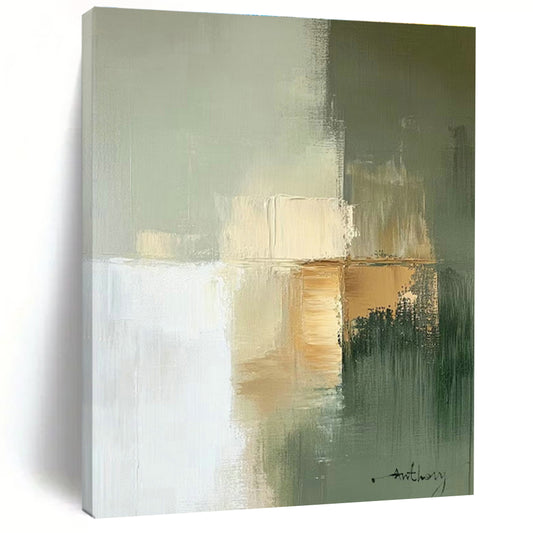 Light Green Gradient Abstract Art for Minimalist Bedroom & Spa Relaxation Area DLZ0781
