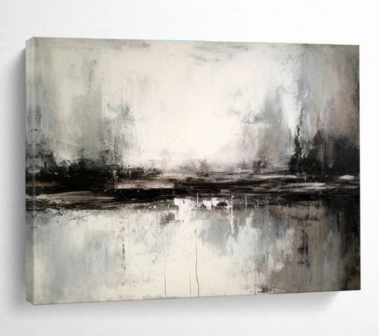 Black - White - Gray Landscape Abstract Art for Modern Monochrome Bedrooms DLZ2537