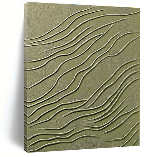 Green and White Wavy Texture Art for Nature - Inspired Yoga Studio & Minimalist Spa STSC1359