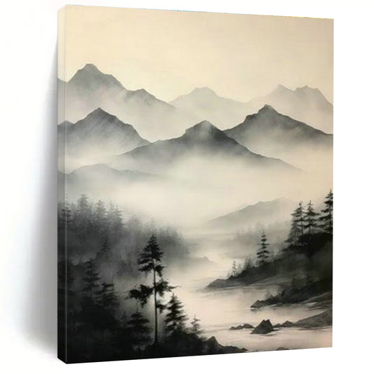 Ink - Wash Landscape Art for Living Room & Study DLZ0385