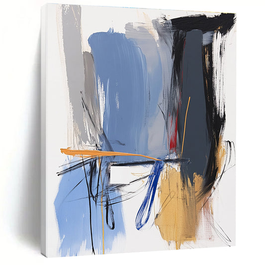 Expressive Blue and Orange Abstract for Creative Studio & Bohemian Living Room STSC743