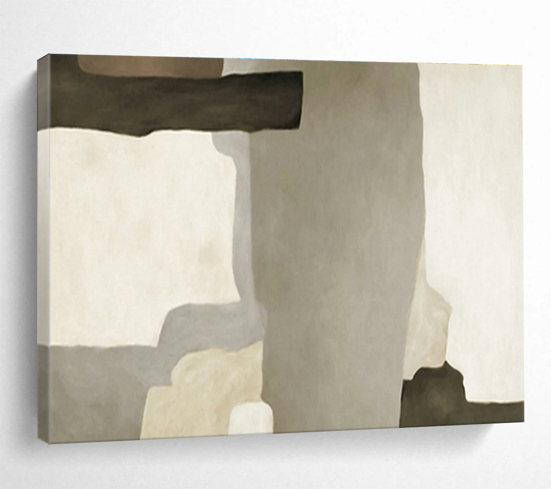 Gray - Brown Geometric Abstract for Minimalist Living Room DLZ2991