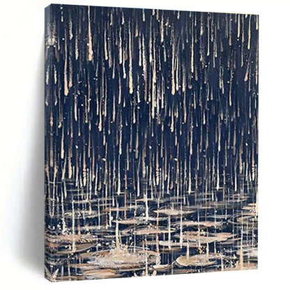 Rainy Night Pond Oil Painting for Nature - Inspired Home & Cozy Bookstore DLZ1332