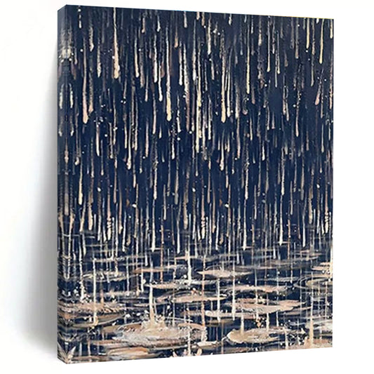 Rainy Night Pond Oil Painting for Nature - Inspired Home & Cozy Bookstore DLZ1332