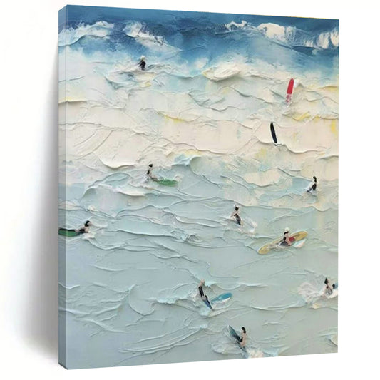 Thick - Painted Beach Surfers Art for Coastal Café & Beach House DLZ1972