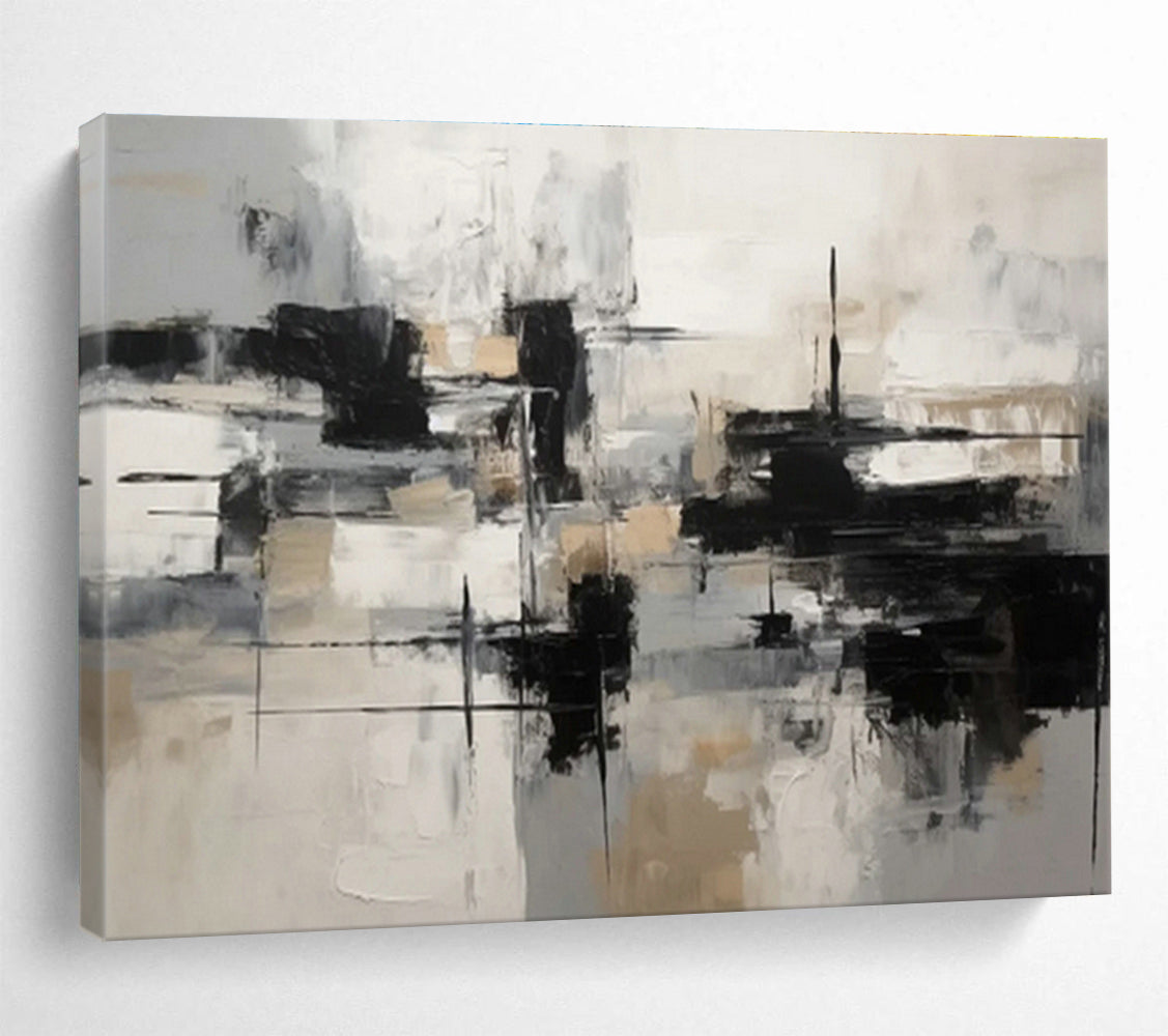 Grey - Brown Geometric Abstract Art for Contemporary Hallway DLZ2719