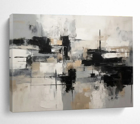 Grey - Brown Geometric Abstract Art for Contemporary Hallway DLZ2719