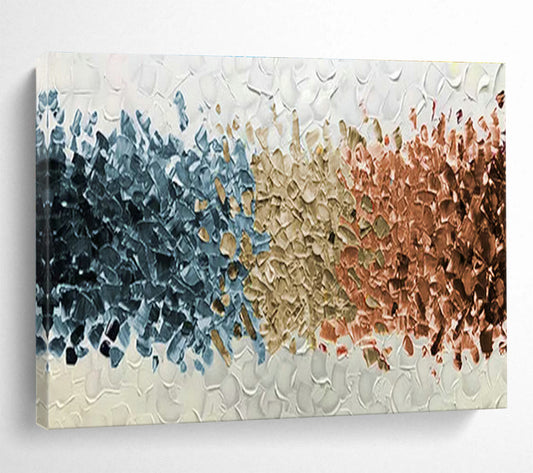 Textured Tri - Color Abstract Art for Minimalist Scandinavian Bedrooms DLZ3075