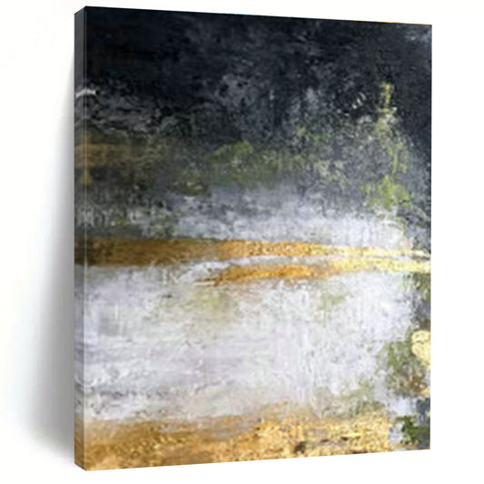 Black - White - Gray - Gold Abstract Art for Urban Penthouse & Art Gallery Corridor DLZ1905