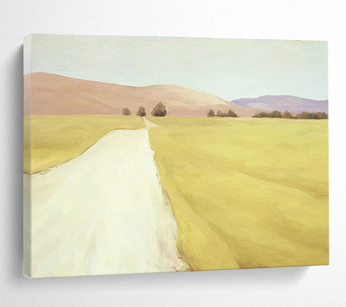 Yellow Field & Path Art for Rustic Farmhouse Dining Areas DLZ3126