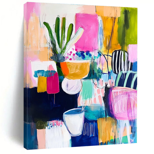 Abstract Still Life with Plants for Eclectic Dining Room & Artistic Home Office STSC1223