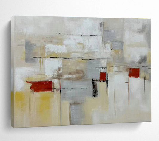 Gray - White - Red Abstract Art for Modern Corporate Meeting Rooms DLZ3134
