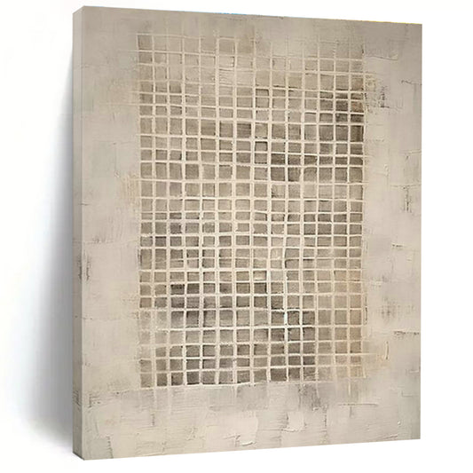 Gray - Grid Abstract Art for Minimalist Home Study Nooks DLZ0128