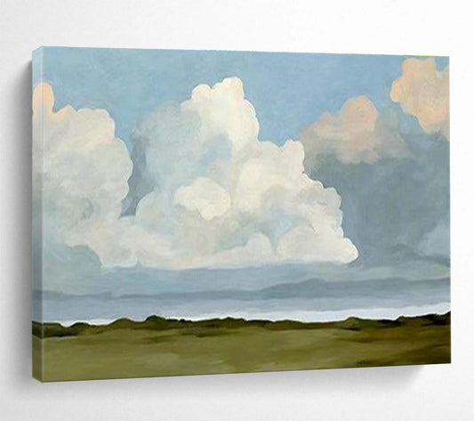 Soothing Blue Sky and Fluffy Clouds Art for a Calm and Peaceful Reading Nook Oasis DLZ2789