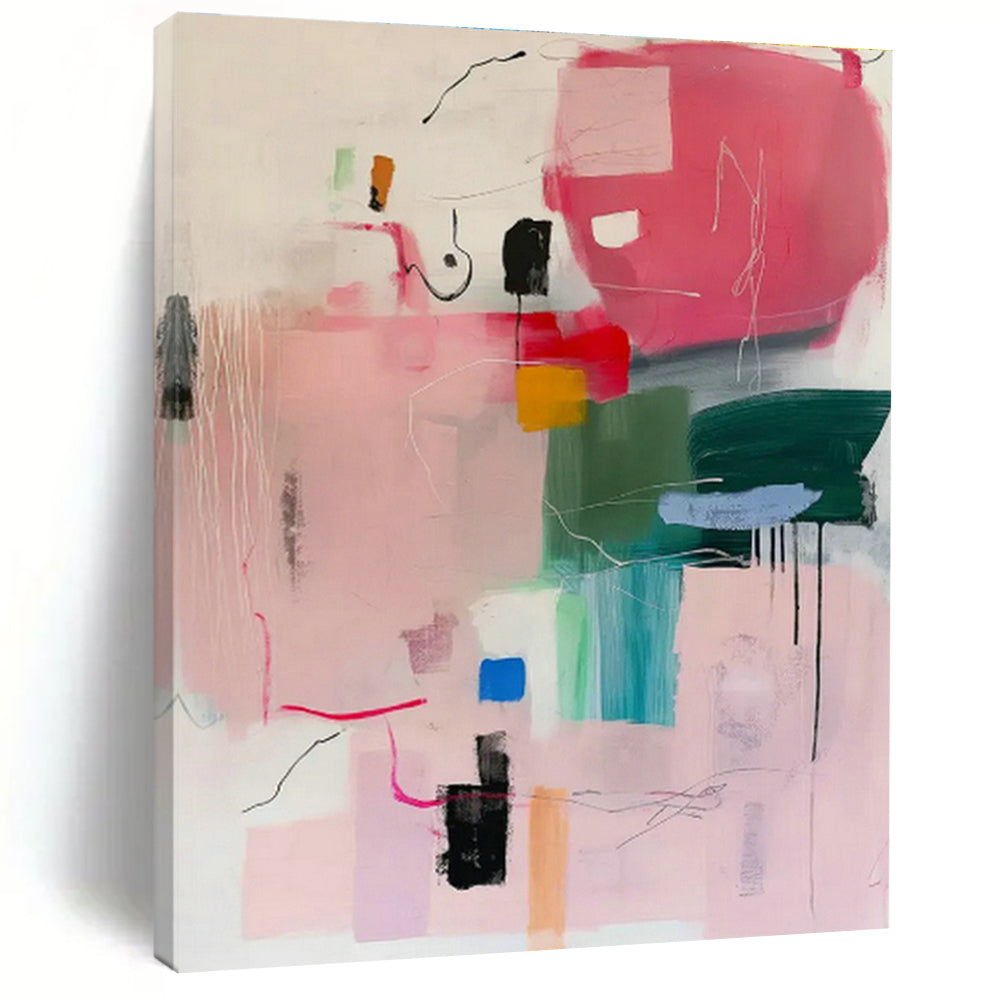 Pink - Green Colorful Abstract Art for Bohemian Bedroom & Art - Inspired Bookstore DLZ1005