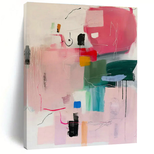 Pink - Green Colorful Abstract Art for Bohemian Bedroom & Art - Inspired Bookstore DLZ1005