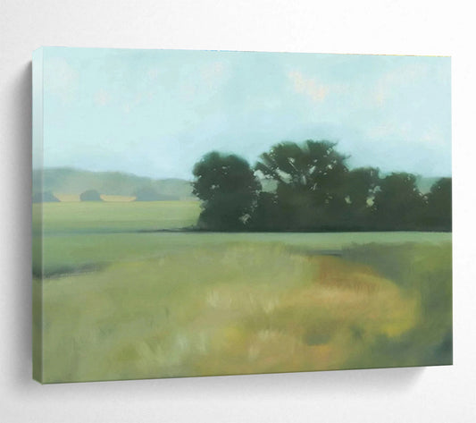 Serene Field Landscape Art for Calming Yoga Studio DLZ2810