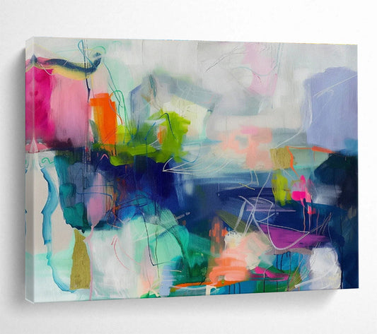 Vibrant Abstract Composition Art for Modern Office Breakroom DLZ2858