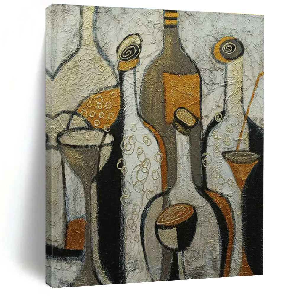 Abstract Bottles and Glasses Art for Wine Cellar & Art - Centric Dining Room DLZ2106
