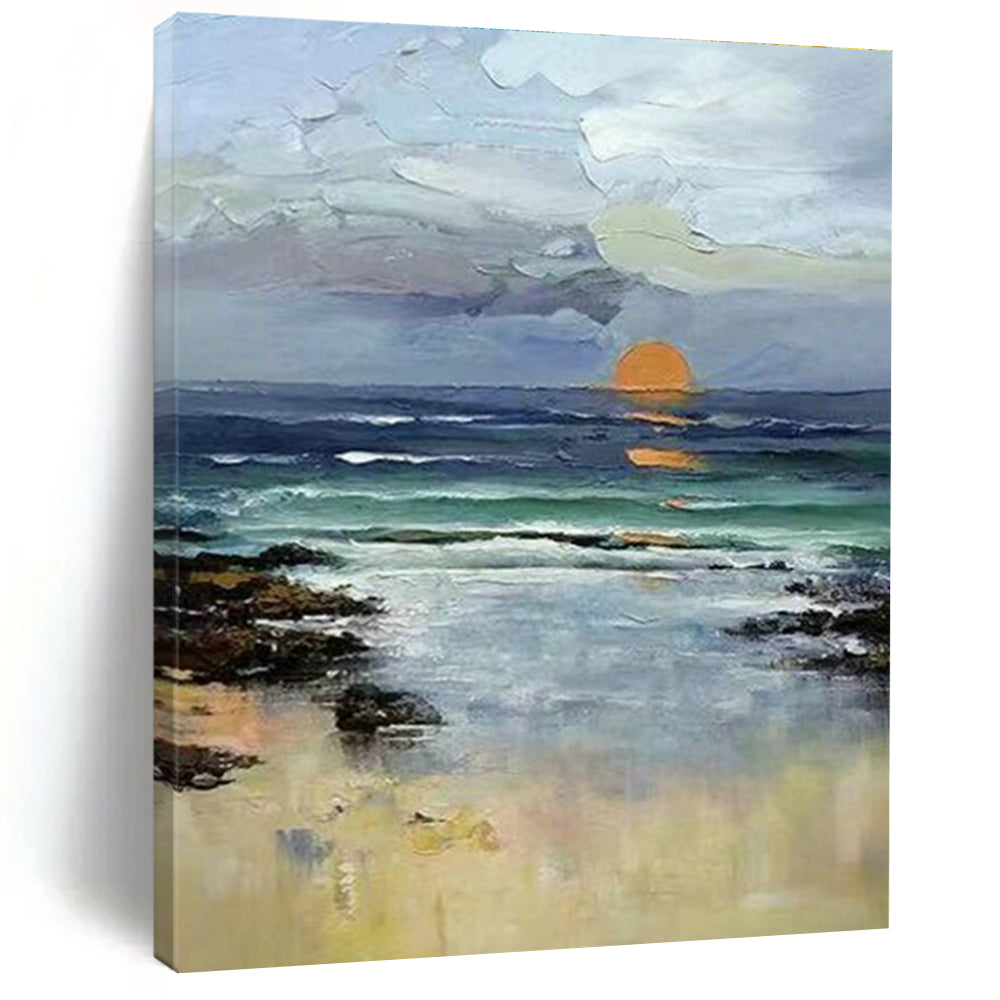 Coastal Sunset Realism Art for Family Beach House & Seafood Restaurant DLZ0923