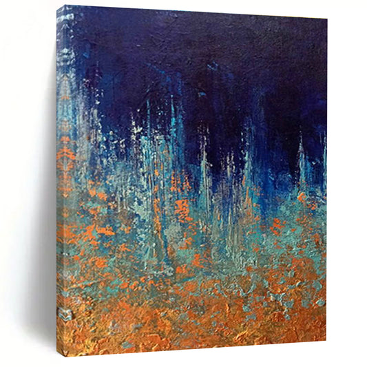 Blue - Orange Abstract Art for Lakeside Cabin Porch Areas DLZ0054