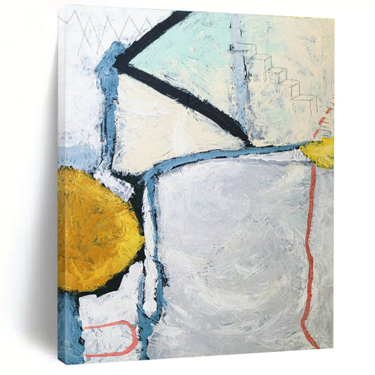 Blue - Gray - Yellow Geometric Abstract Art for Art Gallery Pop - Up & Home Den DLZ1112