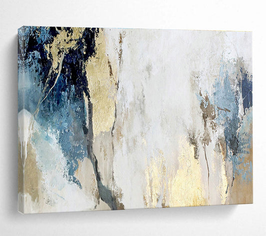 Blue - Gold Abstract Art for Contemporary Dining Rooms DLZ2512