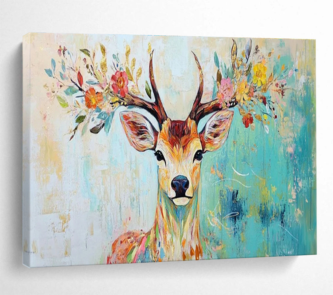 Flower - Crown Deer Art for Bohemian - Style Bedroom Retreats DLZ3187