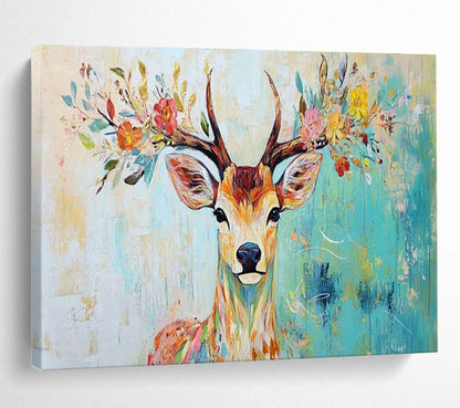 Flower - Crown Deer Art for Bohemian - Style Bedroom Retreats DLZ3187