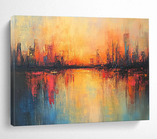 Abstract City Sunset Art for Rooftop Bar & Urban Home SC037
