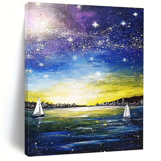 Starry Night Sea View for Coastal Home Office & Relaxation Lounge STSC848