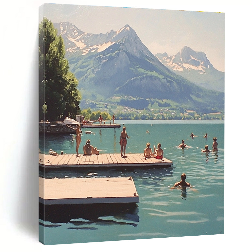 People Swimming by the Mountains for Lakeside Vacation Home & Community Center STSC878