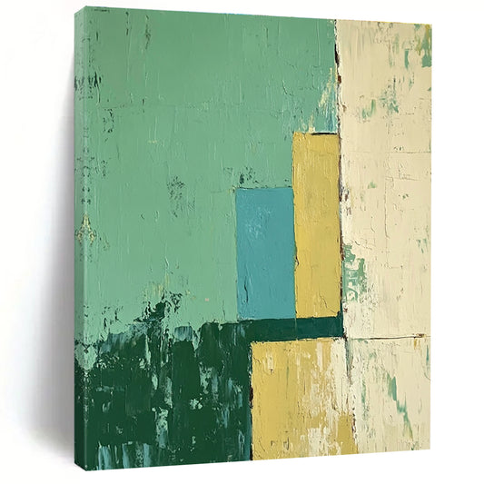 Geometric Green and Blue Abstract Art for Modern Office Breakroom & Interior Design Studio STSC144