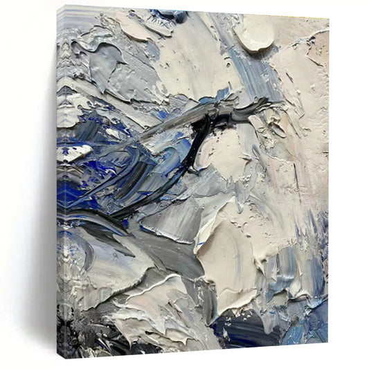 Blue - Gray Impasto Abstract Art for Coastal Home & Art Café DLZ1264