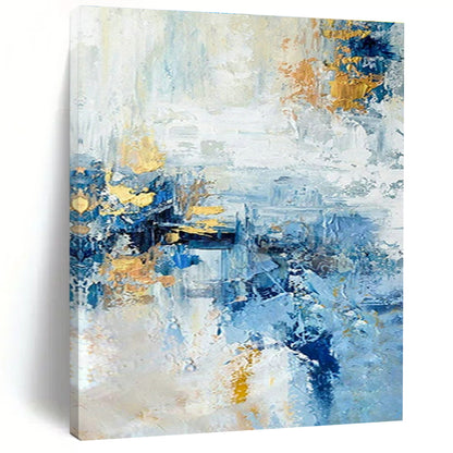 Blue - Gold Abstract Art for Modern Penthouse & Art Gallery Event Space DLZ1488