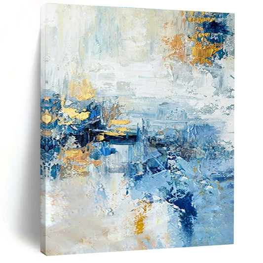 Blue - Gold Abstract Art for Modern Penthouse & Art Gallery Event Space DLZ1488