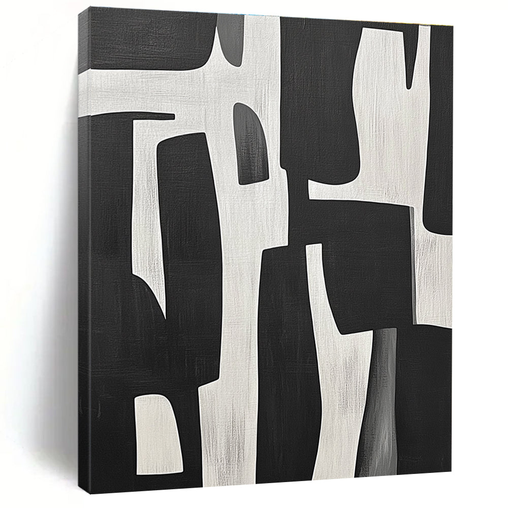 Black and White Geometric Abstract for Minimalist Office & Modern Entryway STSC328