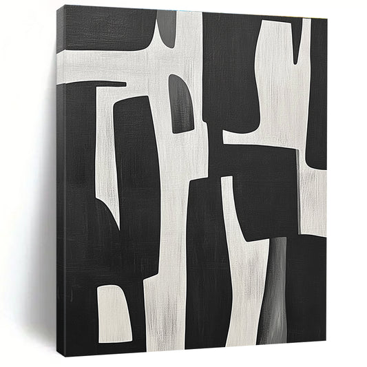 Black and White Geometric Abstract for Minimalist Office & Modern Entryway STSC328