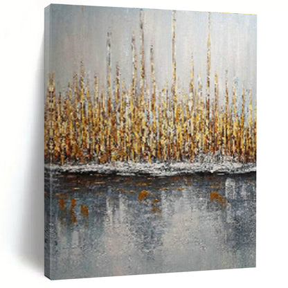 Golden Reeds Reflection for Lakeside Bed - and - Breakfast & Nature Lover’s Home Office DLZ0888