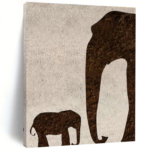 Elephant Silhouette Oil Painting for Family - Friendly Home & Safari - Themed Nursery DLZ1336