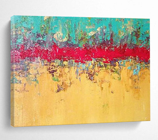 Bold Blue - Red Contrast Abstract Masterpiece for a Dramatic and Memorable Dining Room Statement DLZ2787